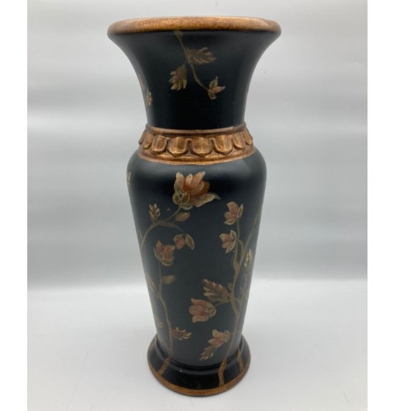 16.5" Large Floral Ceramic Vase, China, 6.5" Diameter 5 lbs. 7.5 oz. - Picture 2 of 4